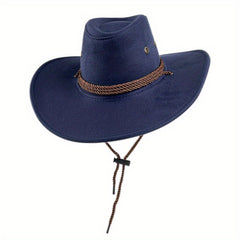 Solid Suede Cowboy Hat Vintage Jazz Fedora Cap Knight Hat Sunscreen