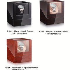 Embers Luxury Single Watch Winder Wooden Shaker Box Glass Storage Case