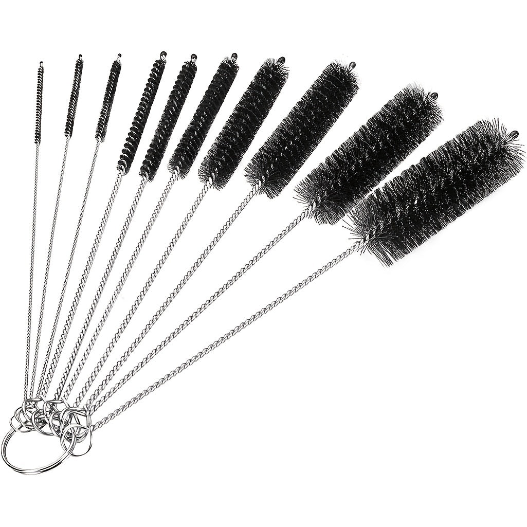 10pcs Bottle Cleaning Brushes Nylon Tube Brush Set with Hook