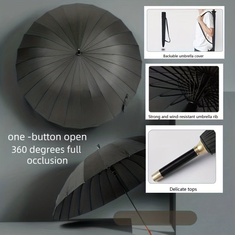 Vintage Long Handle Umbrella Wind Resistant Business Straight Pole Long Umbrella
