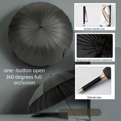 Vintage Long Handle Umbrella Wind Resistant Business Straight Pole Long Umbrella