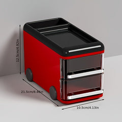 Bus Shape Pen Holder Desktop Stationery Organizer Box Large Capacity Storage