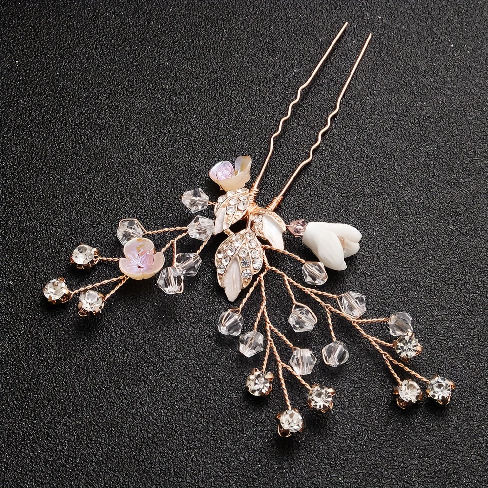 Bridal Hairpin Floral Crystal Rhinestone Hair Comb
