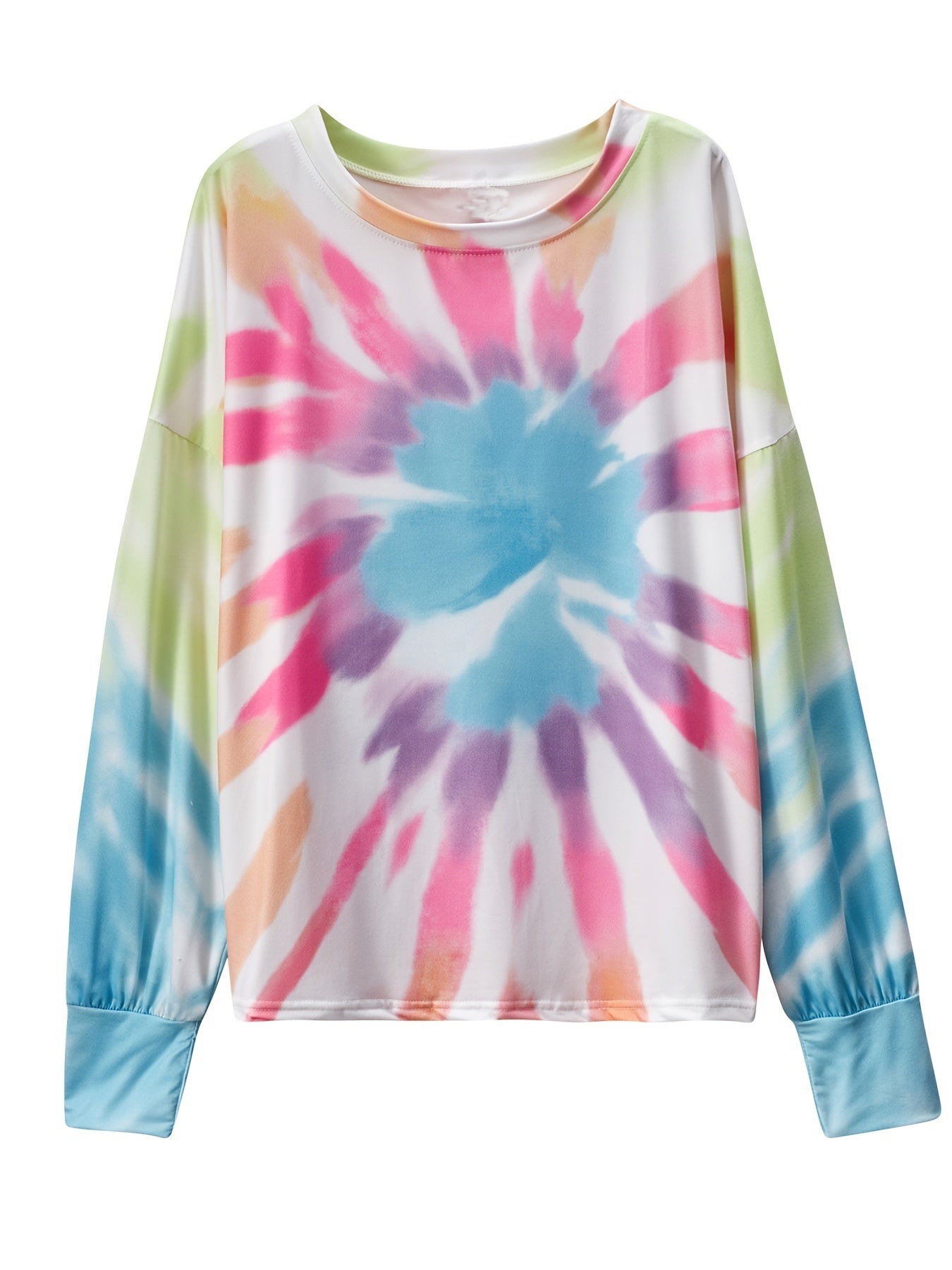 Tie Dye Long Sleeve T-Shirt Crew Neck Sweatshirt Women's Clothing