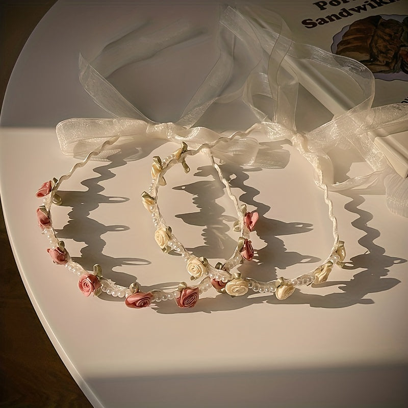Faux Pearl Flower Princess Headband Hair Accessories for Girls