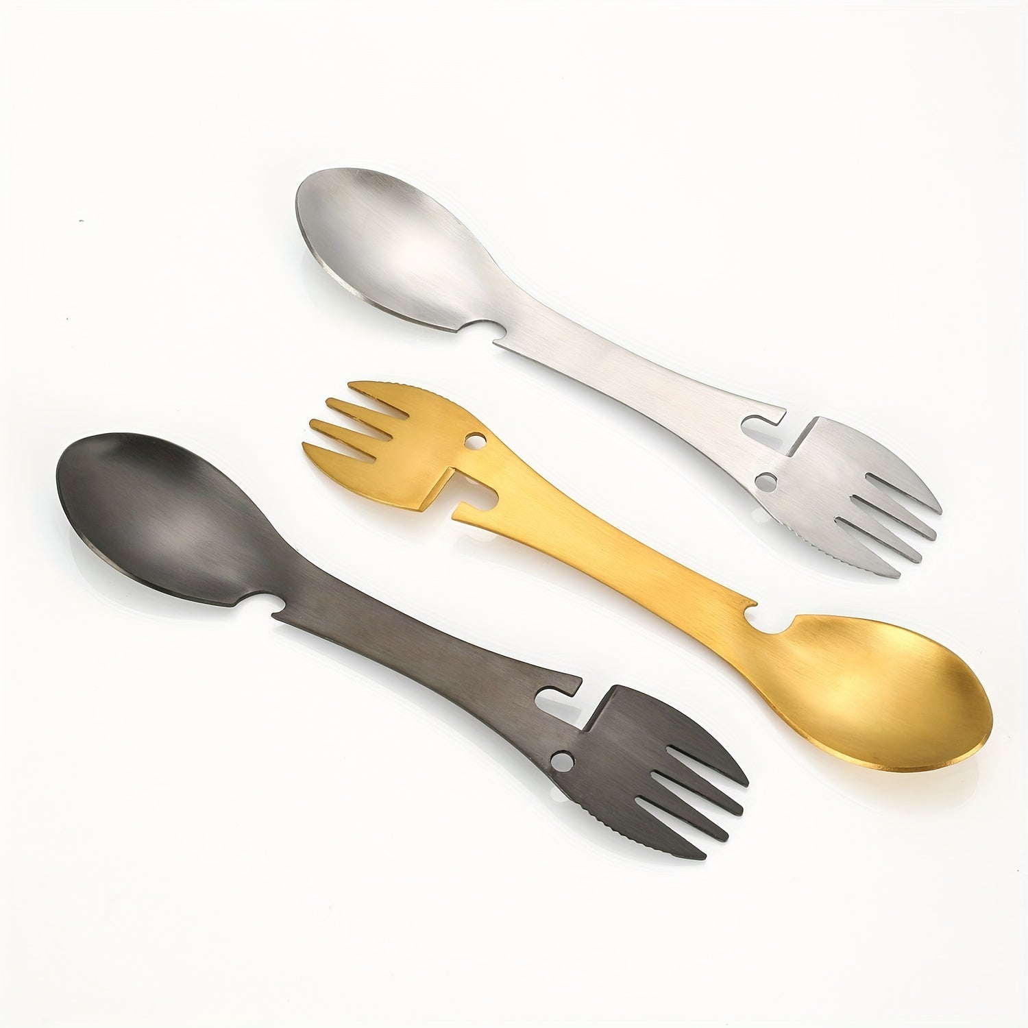 2pcs Stainless Steel Fork Spoon Bottle Opener Can Opener