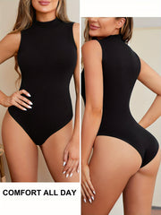 Solid Yoga High Neck Sleeveless Bodysuit Women's Sexy Workout Tank Top Jumpsuit