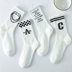 8 Pairs Letter Print Socks Women's Mid Tube Stockings