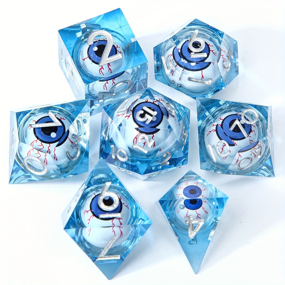 Dragon Eye Resin Dice Set 7pcs Polyhedral Dice Halloween Decoration