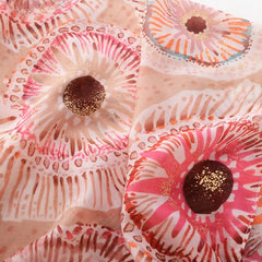 Pink Flower Print Shinny Scarf Breathable Head Wrap