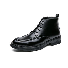 Men's Solid Zipper Derby Boots Formal Dress Shoes