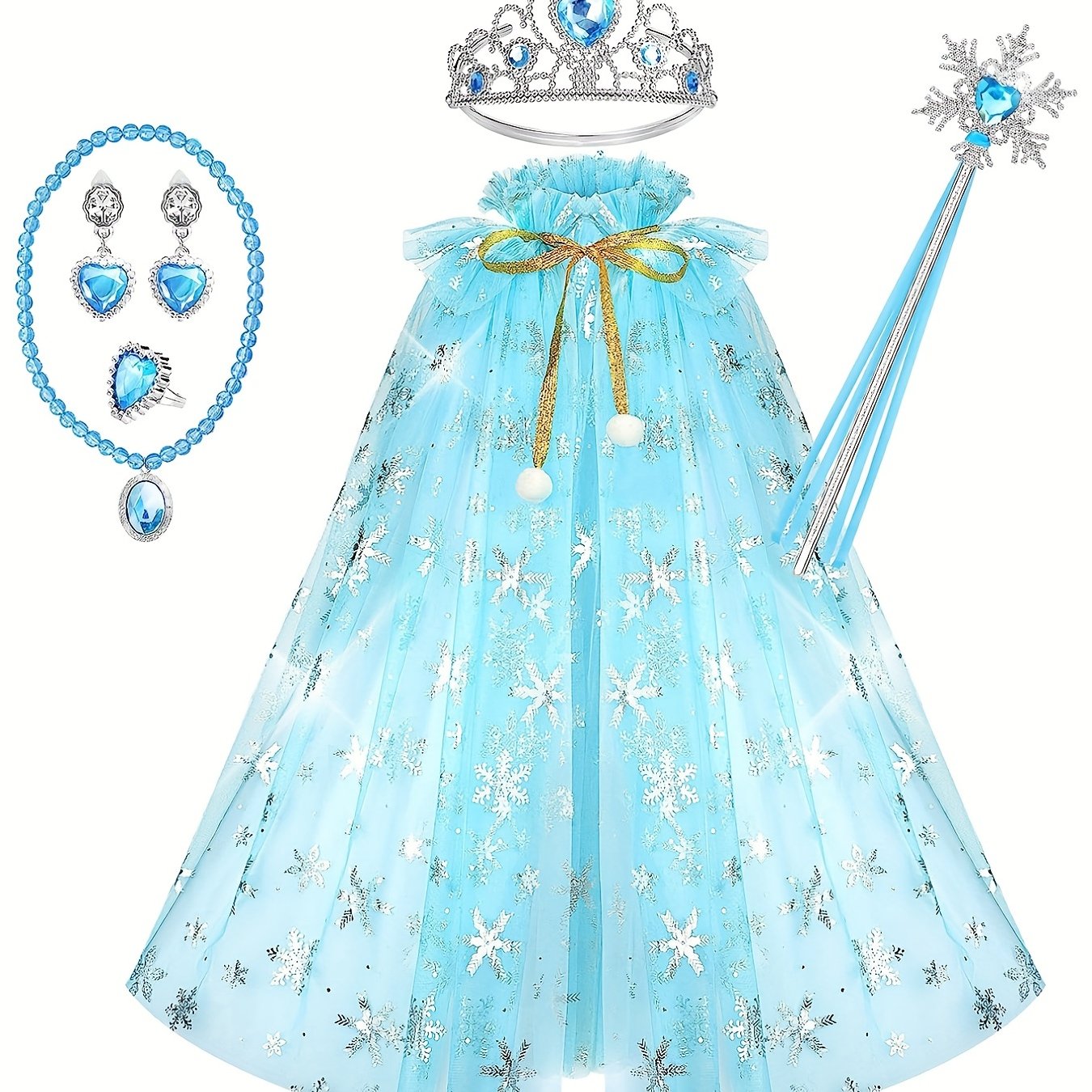 Princess Cape Set for Girls Party Cosplay with Crown