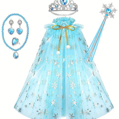 Princess Cape Set for Girls Party Cosplay with Crown