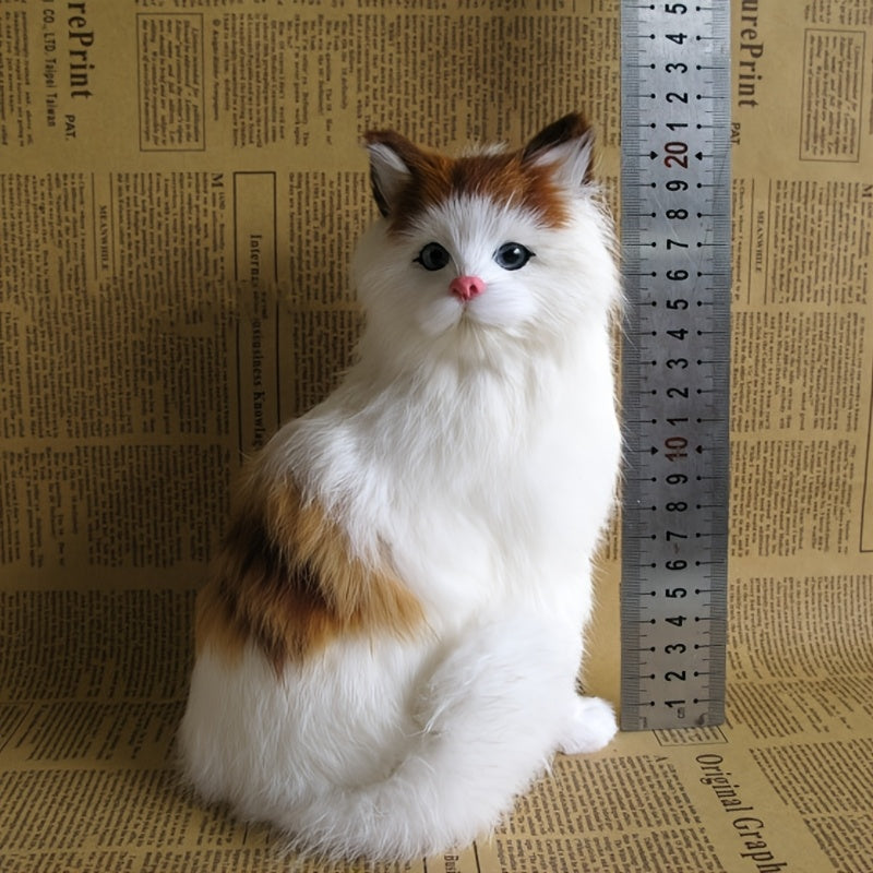 WhimsyCrafts Realistic Plush Cat Figurine Simulation Animal Cat Ornament