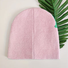 Pink Letter Jacquard Warm Beanie Love Never Fails Elastic Knit Hat