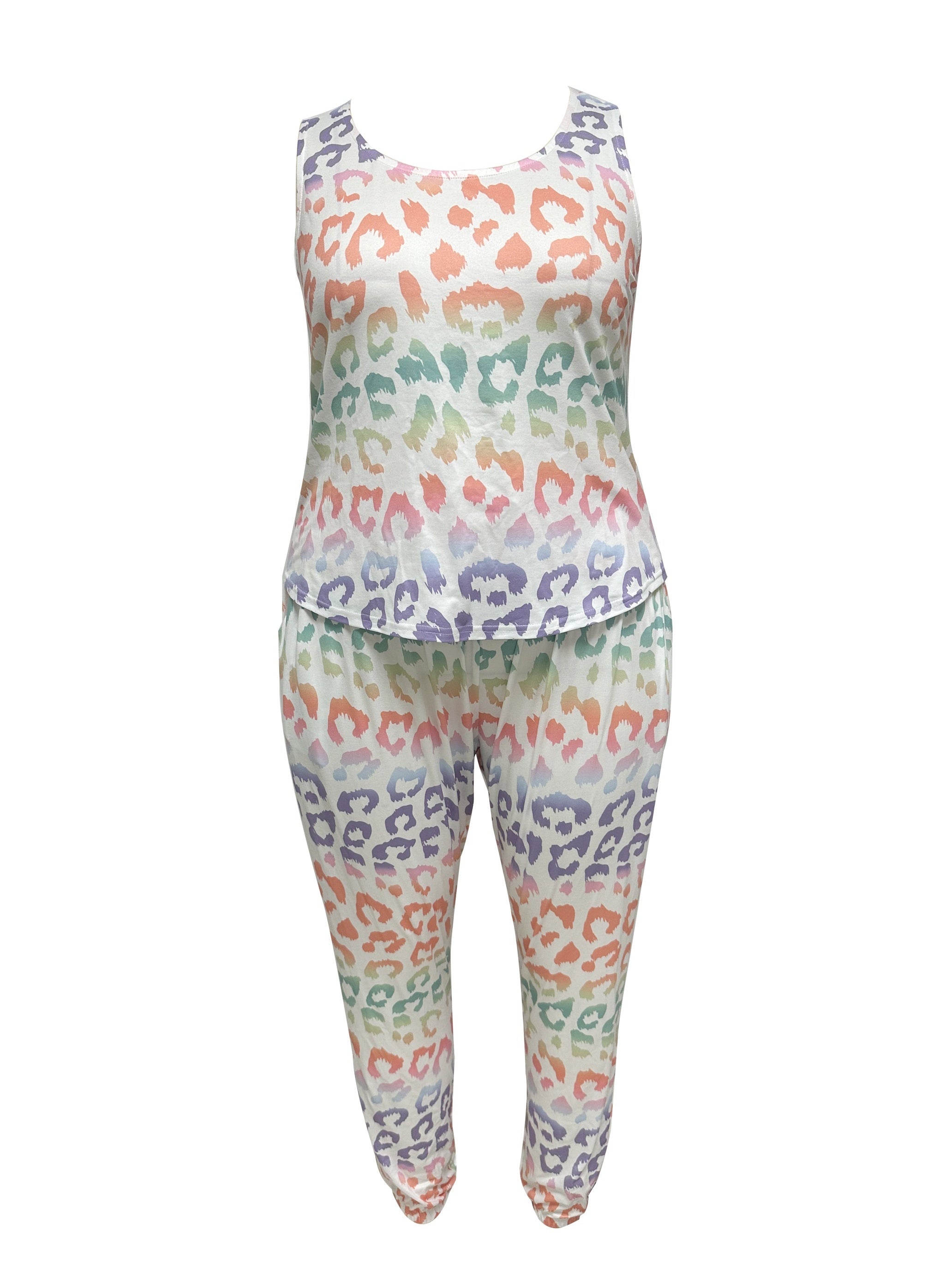 Ombre Leopard Print Tank Top & Pants Set