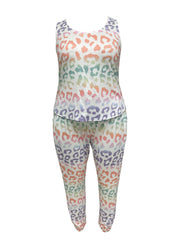 Ombre Leopard Print Tank Top & Pants Set