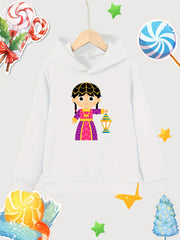 Girl Lantern Print Cotton Hooded Sweatshirt