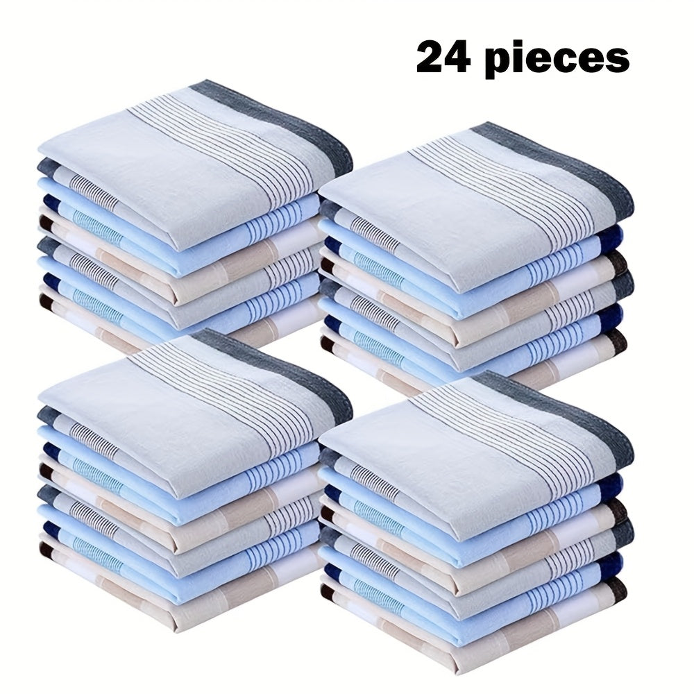 24 Men's Handkerchiefs Plaid Soft Variety of Colors