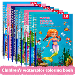 Kids Watercolor Coloring Book Set with Paints and Pens