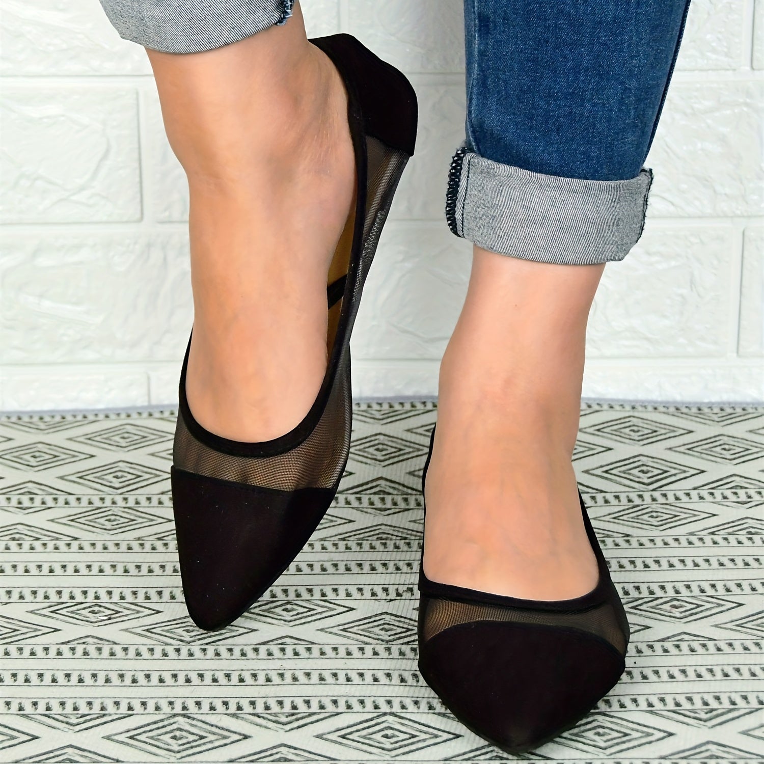 Women's Mesh Ballet Flats Soft Sole Slip On Shoes