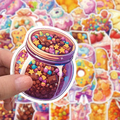 53pcs Cartoon Dessert Stickers Cute Sweet Treats Decals for Bottles, Luggage