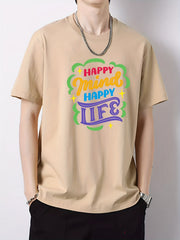 Men's Cotton Graphic Crew Neck Active T-shirt for Summer