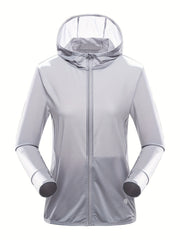 Women's Sun Protection Hooded Jacket Lightweight Long Sleeve Cooling Ice Silk