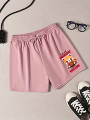 Women's Plus Raccoon & Slogan Print Pajama Shorts