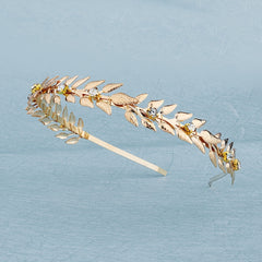 Golden Leaf Rhinestone Hairband Headband Princess Tiara
