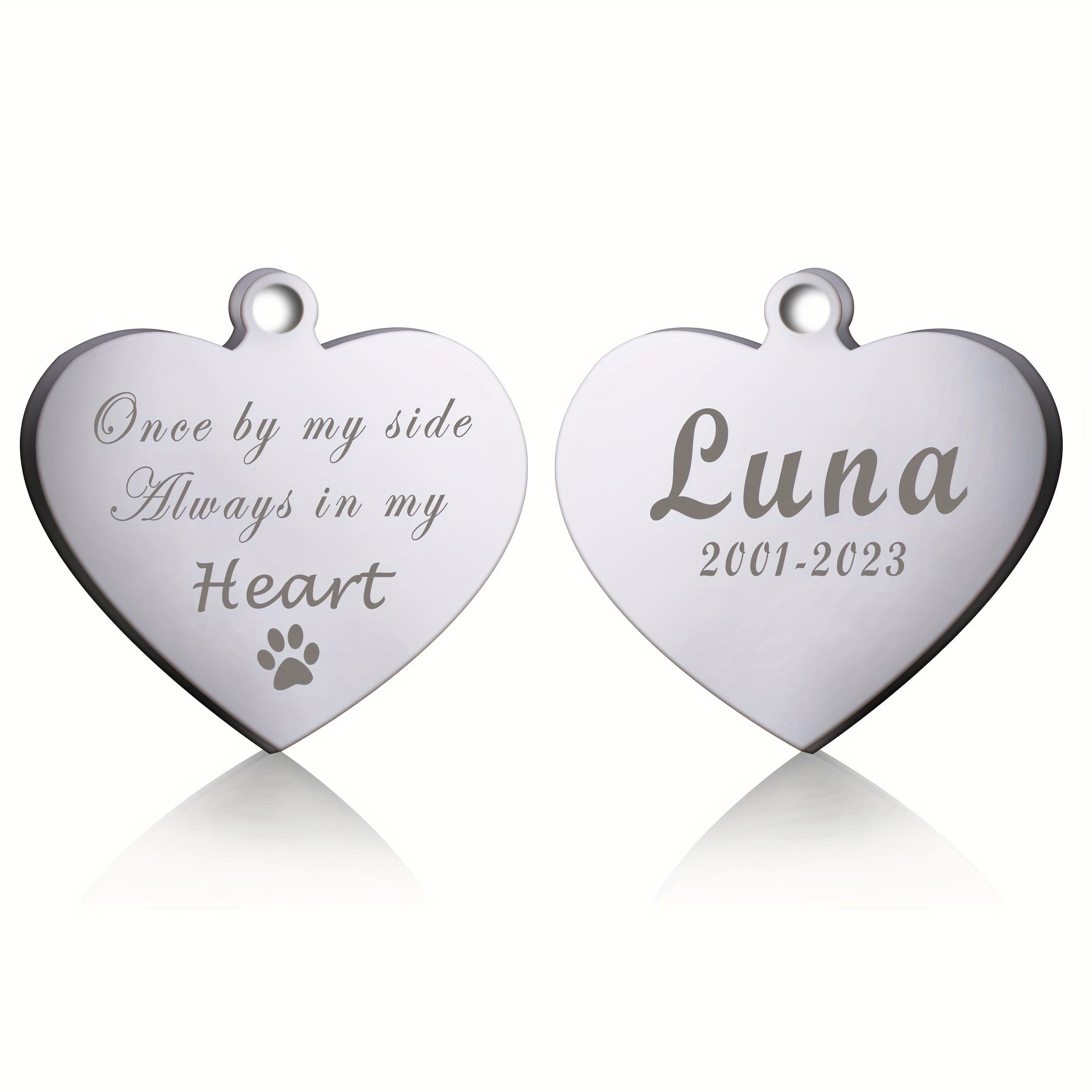 Personalized Heart Shaped Silver Pet Tag