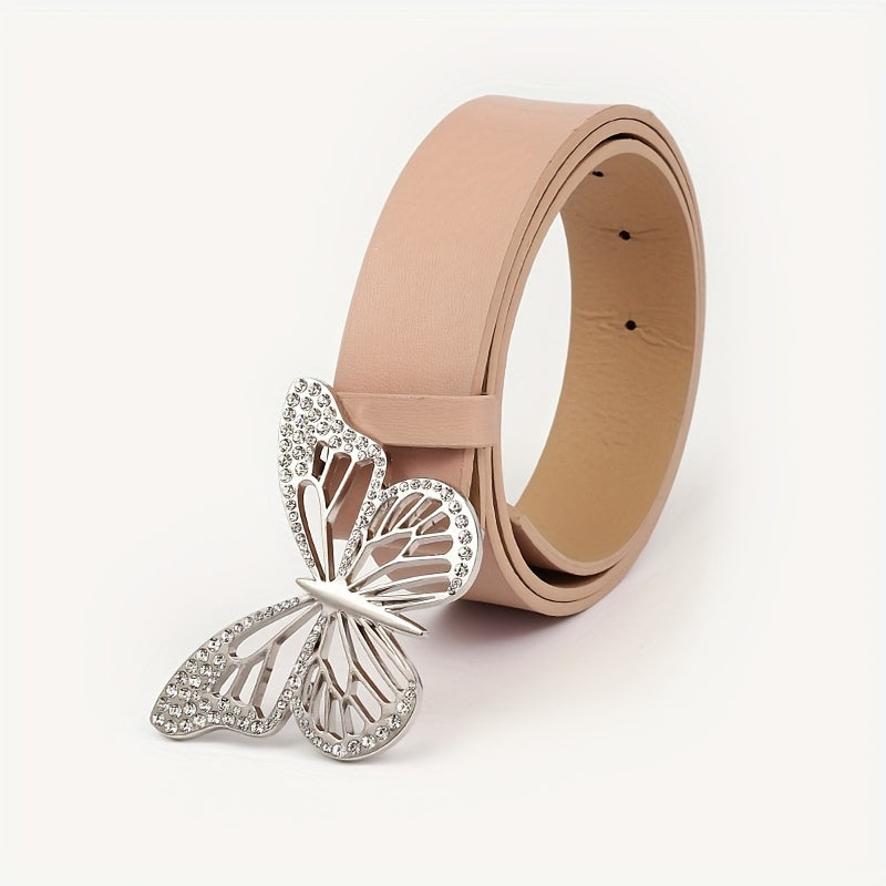 2pcs Butterfly Rhinestone Buckle Belt for Girls