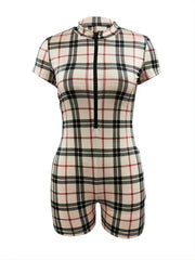 Geometric Pattern Vintage Short Sleeve Jumpsuit