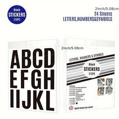 24 Sheets Waterproof Letter Stickers for Mailboxes Cars Numbers Symbols