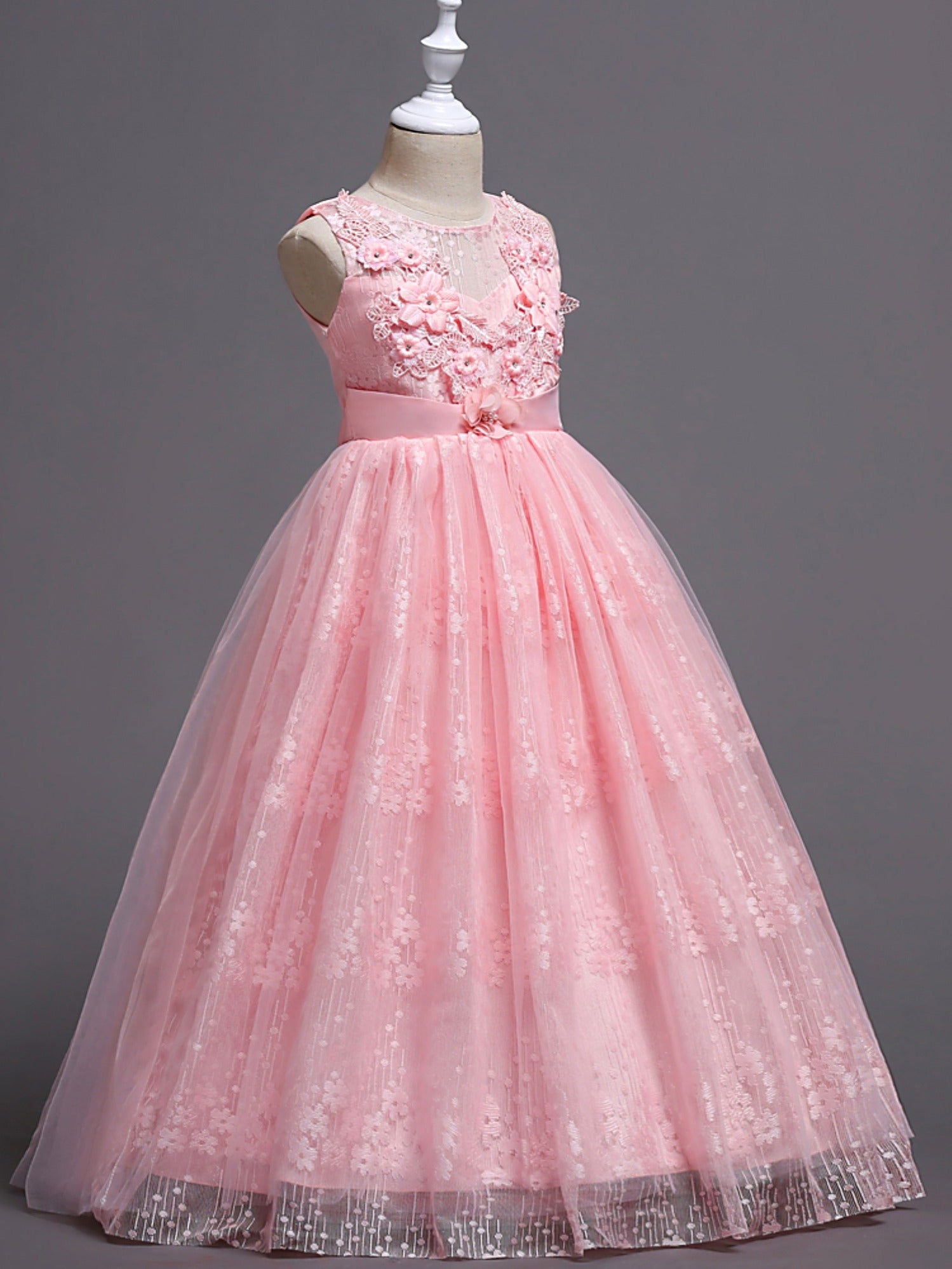 Christmas Toddler Girls Flower Plant Embroidery Lace Party Dress