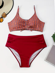 Boho Bikini Set Lace Bra & Ruched Panty Swim