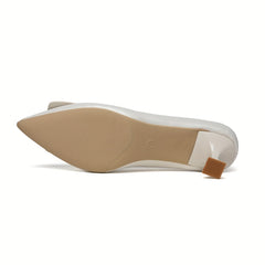 Metal Rectangle Decor Kitten Heels Pointed Toe Pumps
