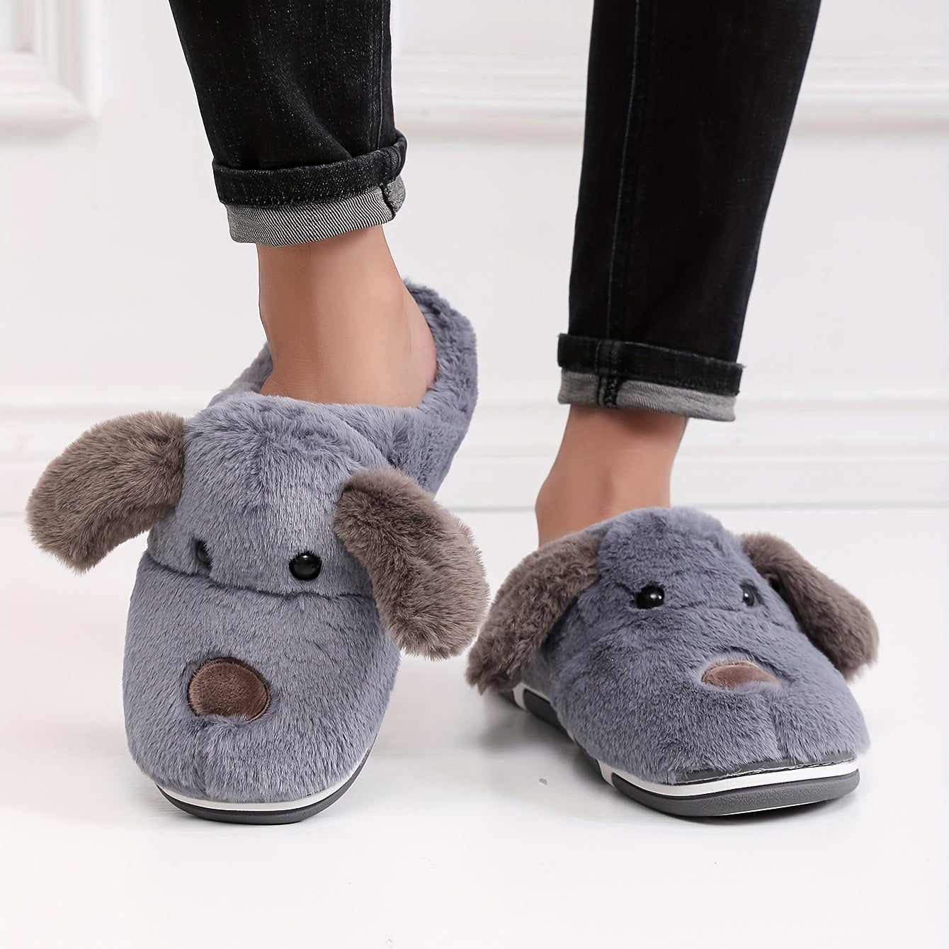 Cartoon Animal Plush House Slippers for Men