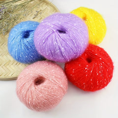 2pcs Colorful Dotted Mohair Handwoven Yarn 50g pc