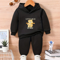 Baby Bear Print Sweatshirt Trousers Set for Autumn/Winter