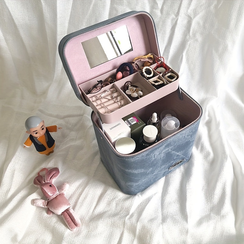 Large Travel Makeup Organizer Bag with Jewelry and Toiletry Compartments