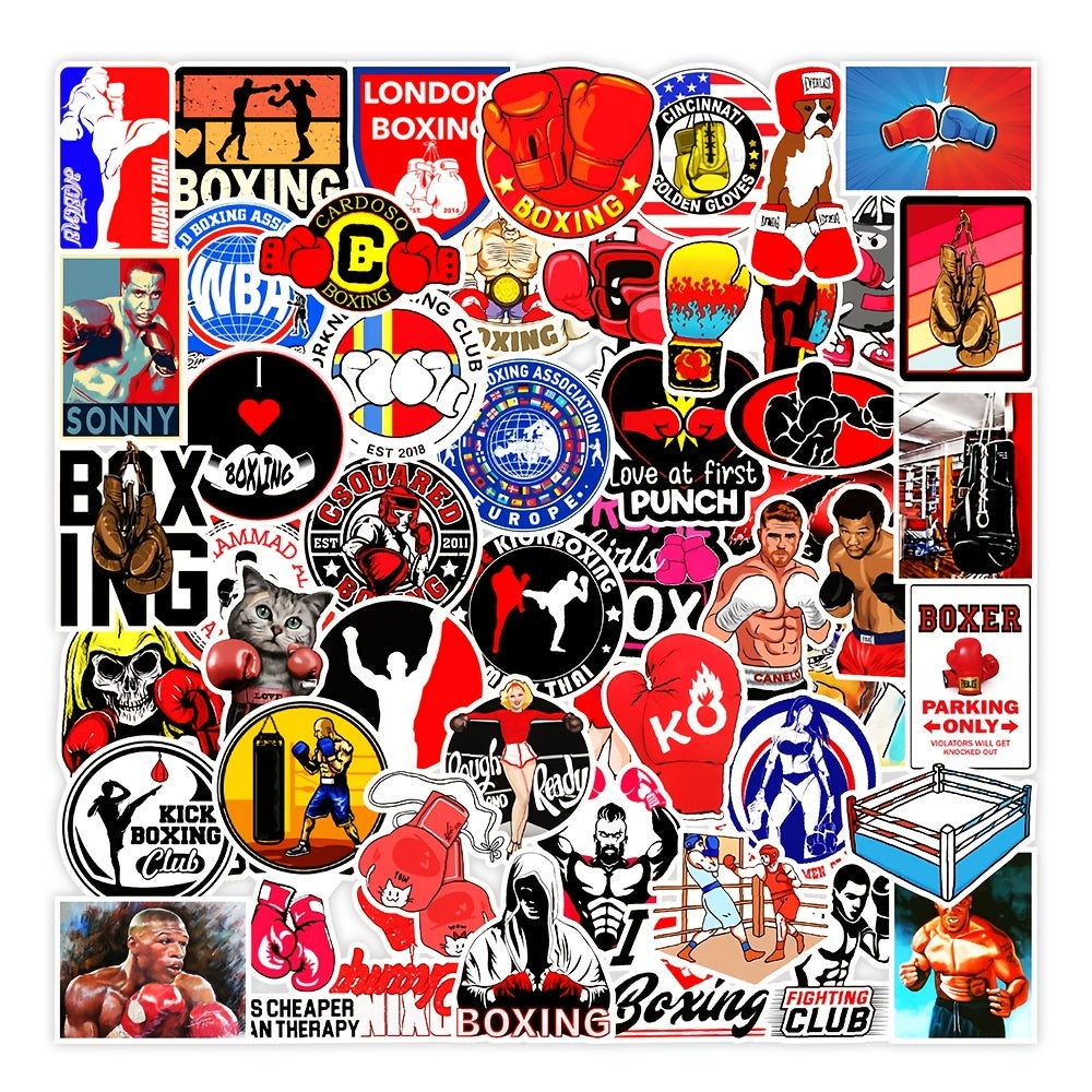 50Pcs Boxing Sport Doodle Waterproof Stickers for Mobile Phone Computer