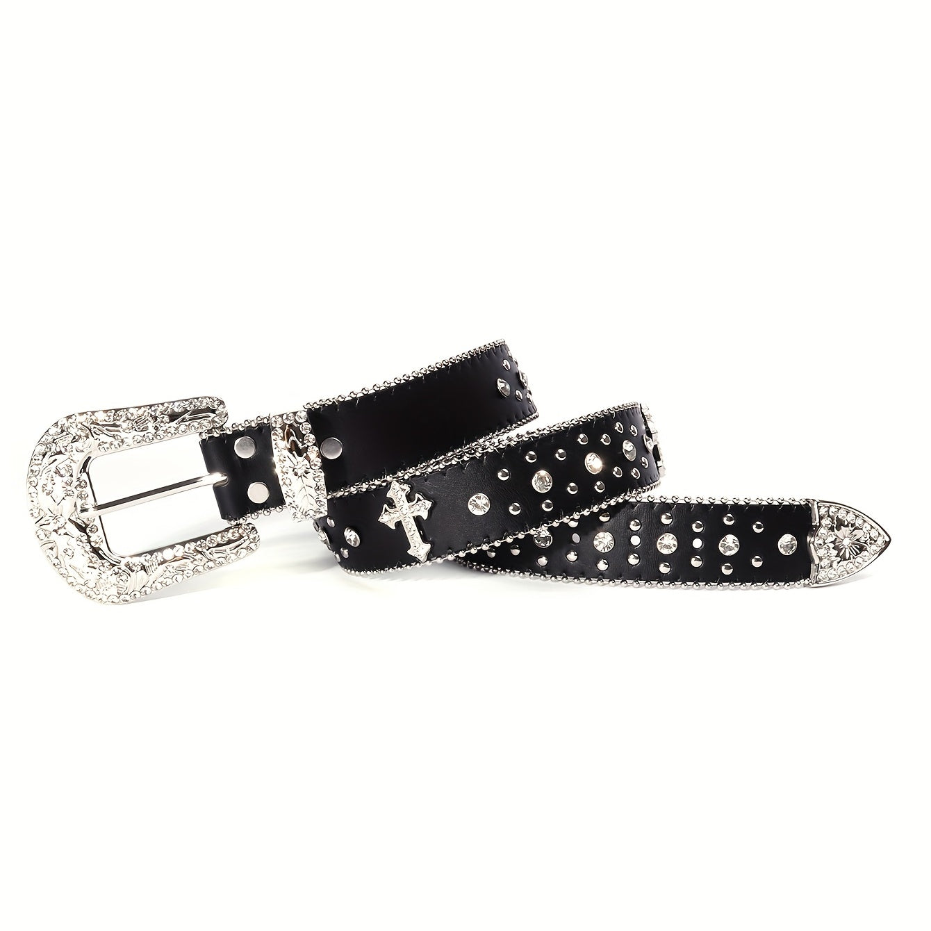 Western Cowboy Cowgirl Belt Rhinestone Rivet Sparkling Hip Hop Belt