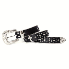 Western Cowboy Cowgirl Belt Rhinestone Rivet Sparkling Hip Hop Belt