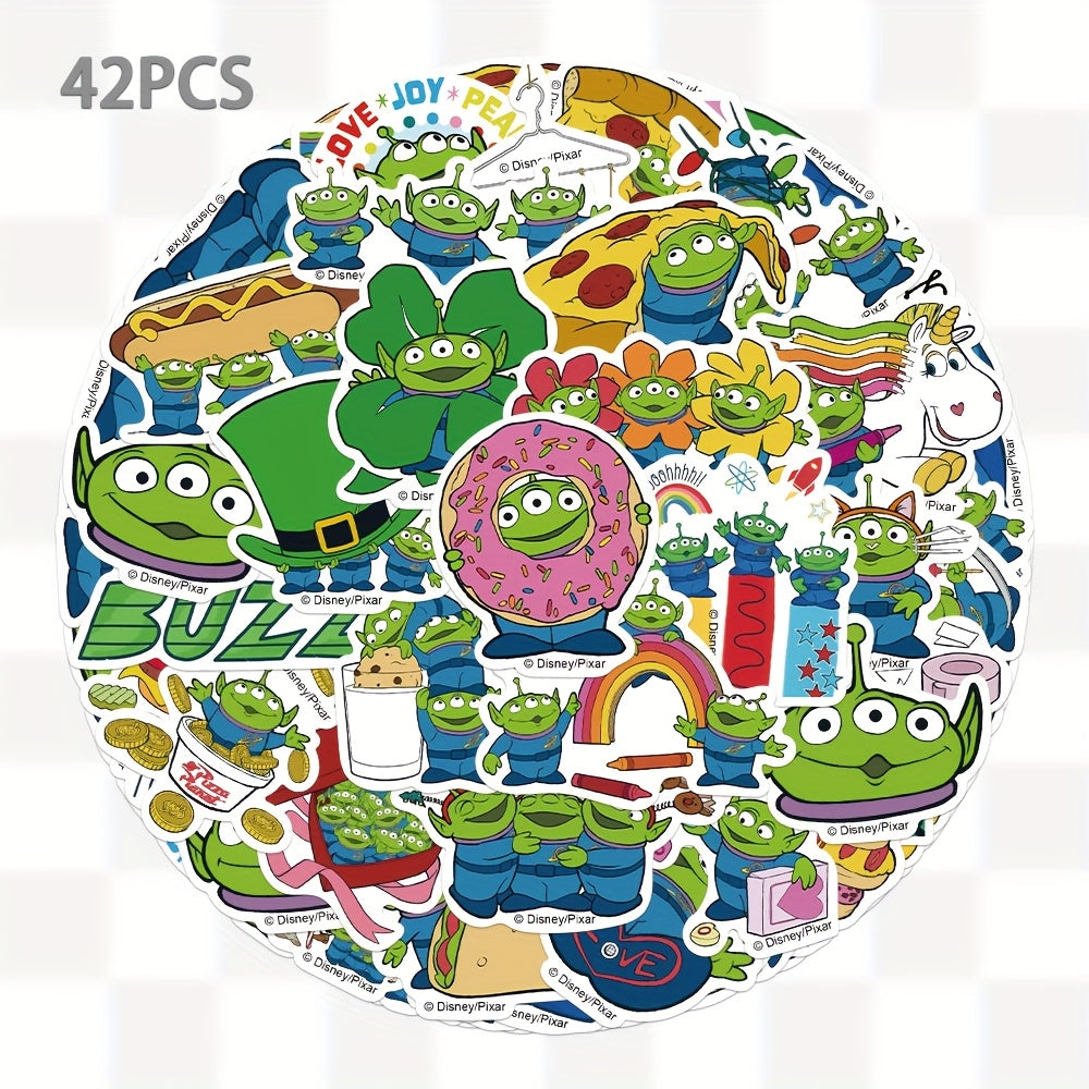 Disney Alien Waterproof Stickers - Set of 42 Cute Cartoon Decals
