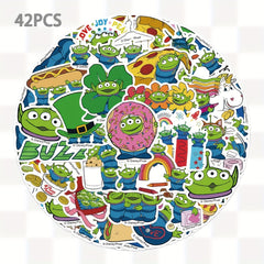 Disney Alien Waterproof Stickers - Set of 42 Cute Cartoon Decals