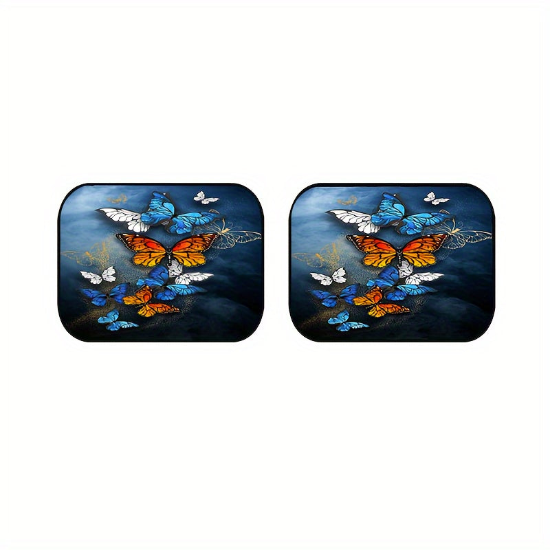 4pcs Colorful Butterflies Car Floor Mats Water Absorbent Non-Slip
