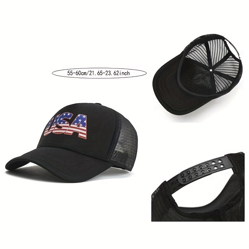 Men's American Flag Mesh Baseball Cap Letter Couple Cap