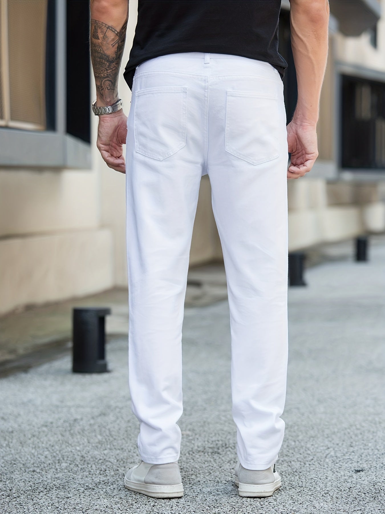 Straight Leg Ripped Jeans Mens Casual Denim Pants