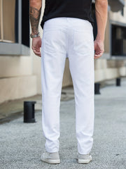 Straight Leg Ripped Jeans Mens Casual Denim Pants
